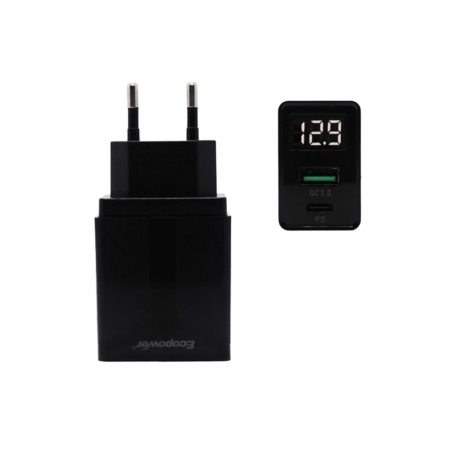 CARREGADOR ECOPOWER EP-7037 / 1 USB-C / 3.0 / 20W