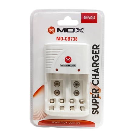 CARREGADOR DE PILHAS MOX MO-CB738 - AA/AAA/9V/2V - SEM PILHA - CARTELA