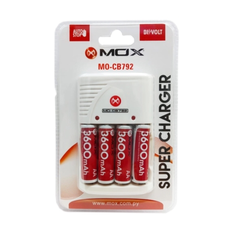 CARGADOR DE PILA MOX MO-CB792 AA*4 3600 2V