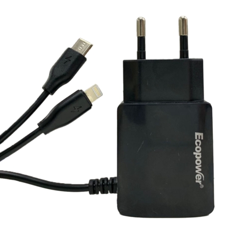 CARREGADOR ECOPOWER EP-7057 1-USB/T-C/2.0A/IPHONE