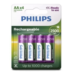 PILA RECARGABLE PHILIPS AA 2500MA / 4 PCS