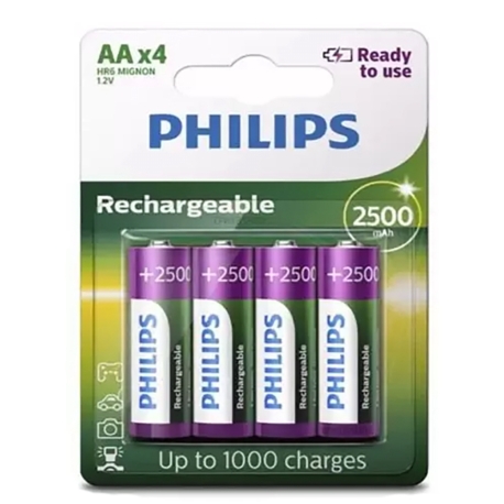 PILHA RECARREGAVEL PHILIPS AA 2500MA / 2 PCS