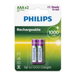 PILA RECARGABLE PHILIPS AAA*2 1000MA ORIGINAL