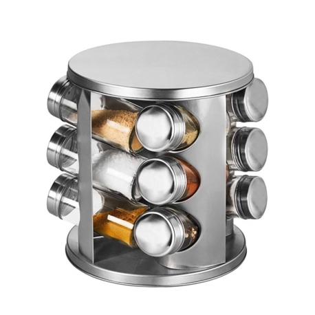PORTA CONDIMENTOS 12-PIEZAS INOX DE VIDRO B88-12 A