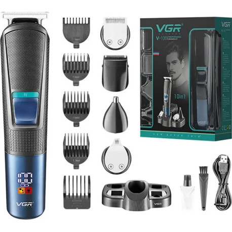 BARBEADOR VGR V-108 BARBA/CABELLO 10 EN 1/LCD