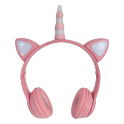 FONE DE OUVIDO JST-J47 UNICORNIO / BLUETOOTH / LED / PINK