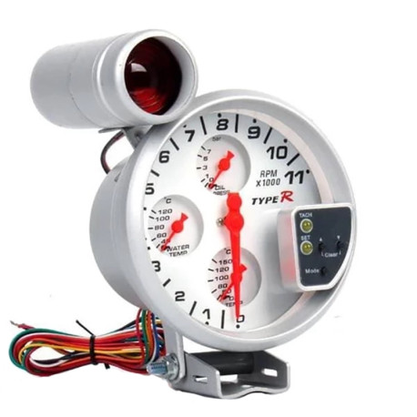 RELOGIO RPM TYPE R COM SHIFT LIGHT 5X1 5"/BRANCO