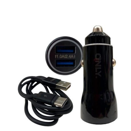 CAR 12V ONLY TIPO C BLACK 3.1A 2USB