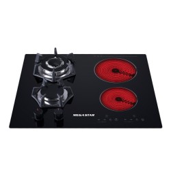 COOKTOP PLACA DE COCINA DE 2 QUEMADORES INFRARROJOS + 2 A GAS/MEGASTAR