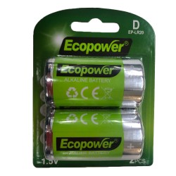 PILA ALCALINA ECOPOWER "D"EP-LR20 / 2 PCS