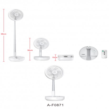 VENTILADOR SATE USB BATERIA RECARGABLE A-F0871 WHITE