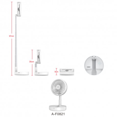 VENTILADOR SATE USB BATERIA RECARGABLE A-F0821 WHITE