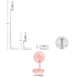 VENTILADOR SATE USB BATERIA RECARGABLE A-F0822 PINK