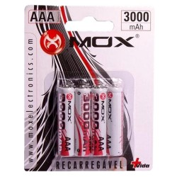 PILHA RECARREGAVEL MOX AAA 3000MAH / 4 PCS