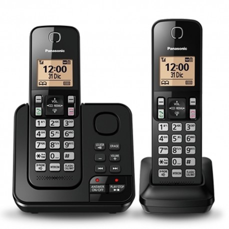 TELEFONE PANASONIC KX-TGC362 - COM BINA - PRETO - 110V - 2 UNIDADES