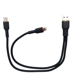 CABLE USB CELULAR ECOPOWER EP-6052 TIPO-A A TIPO-C Y LIGHTNING