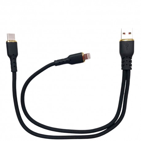 CABLE USB CELULAR ECOPOWER EP-6052 TIPO-A A TIPO-C Y LIGHTNING