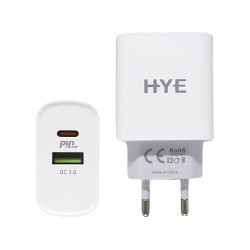 CARGADOR HYE HYEC9+ TURBO USB+USB-C / 3.0 / 20W