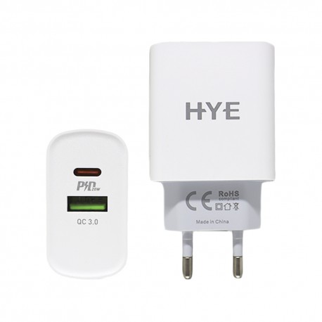 CARGADOR HYE HYEC9+ TURBO USB+USB-C / 3.0 / 20W