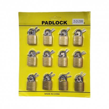 CANDADO CARTELA 25MM - 12 PCS