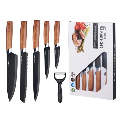 KIT DE CUCHILLOS KITCHEN KNIFE - 6 PCS