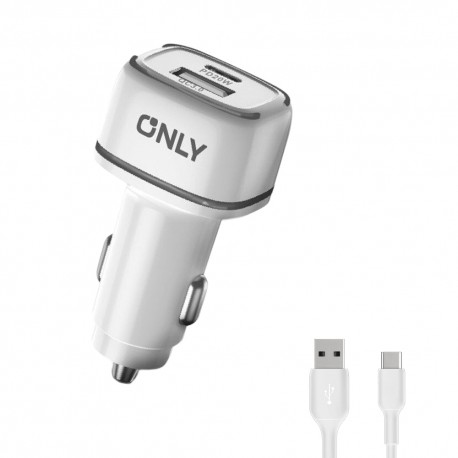 CARREGADOR 12V ONLY MODS-504 TIPO C / 4.8A / 2 USB-C / BRANCO