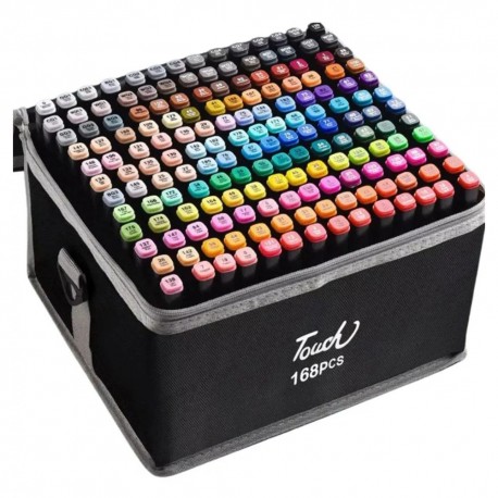 KIT DE PINCELES PERMANENTES DOBLE PUNTA TOUCH - 168 PCS