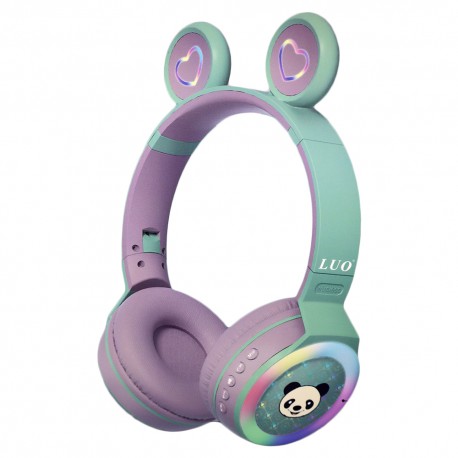 FONE DE OUVIDO LUO LU-985 / PANDA / BLT / LED / VERDE