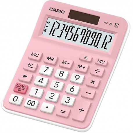 CALCULADORA PORTATIL CASIO MX-12B - ROSA/BLANCO