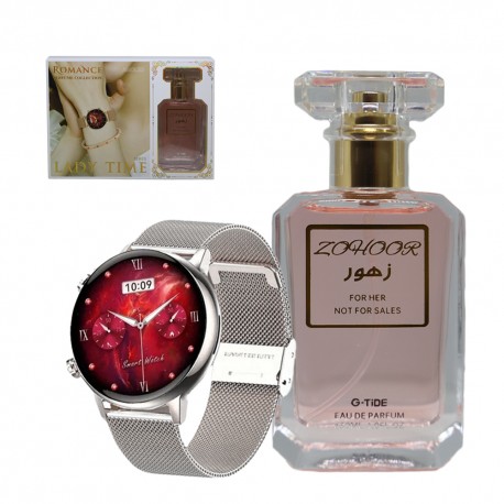 RELOGIO G-TIDE ROMANCE - PRATA / PERFUME ZOHOOR 30ML