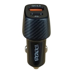 CARGADOR PARA AUTO 12V SATE A-CC2012 - USB/TC/30W/PD