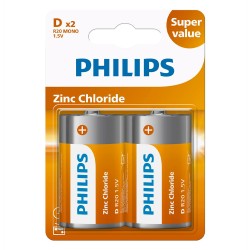 PILHA ALKALINA PHILIPS ZINC R20G2B/70 - D*2 PCS