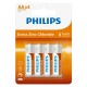 PILHA ALKALINA PHILIPS ZINC R6L4B/70 - AA*4 PCS
