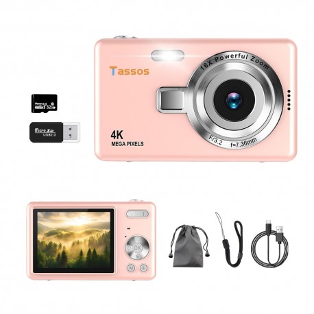 CAMERA DIGITAL TASSOS - 64MP/16X/2.4" - ROSA