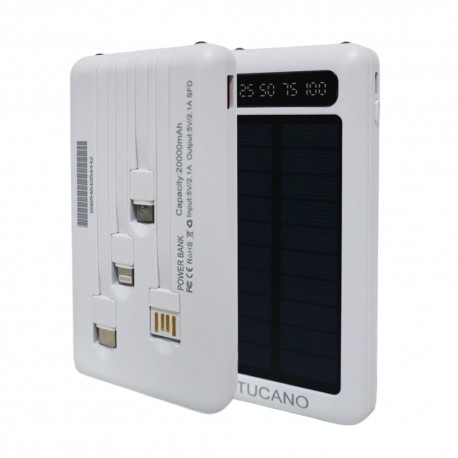 BATERIA AUXILIAR TUCANO TC-03 - 20000MAH - SOLAR - BLANCO