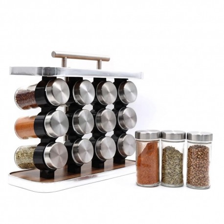 PORTA TEMPEROS 12-PCS INOX/VIDRO/11095