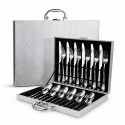 KIT DE CUBIERTOS 8010 - MALETA PLATEADO- 24 PCS